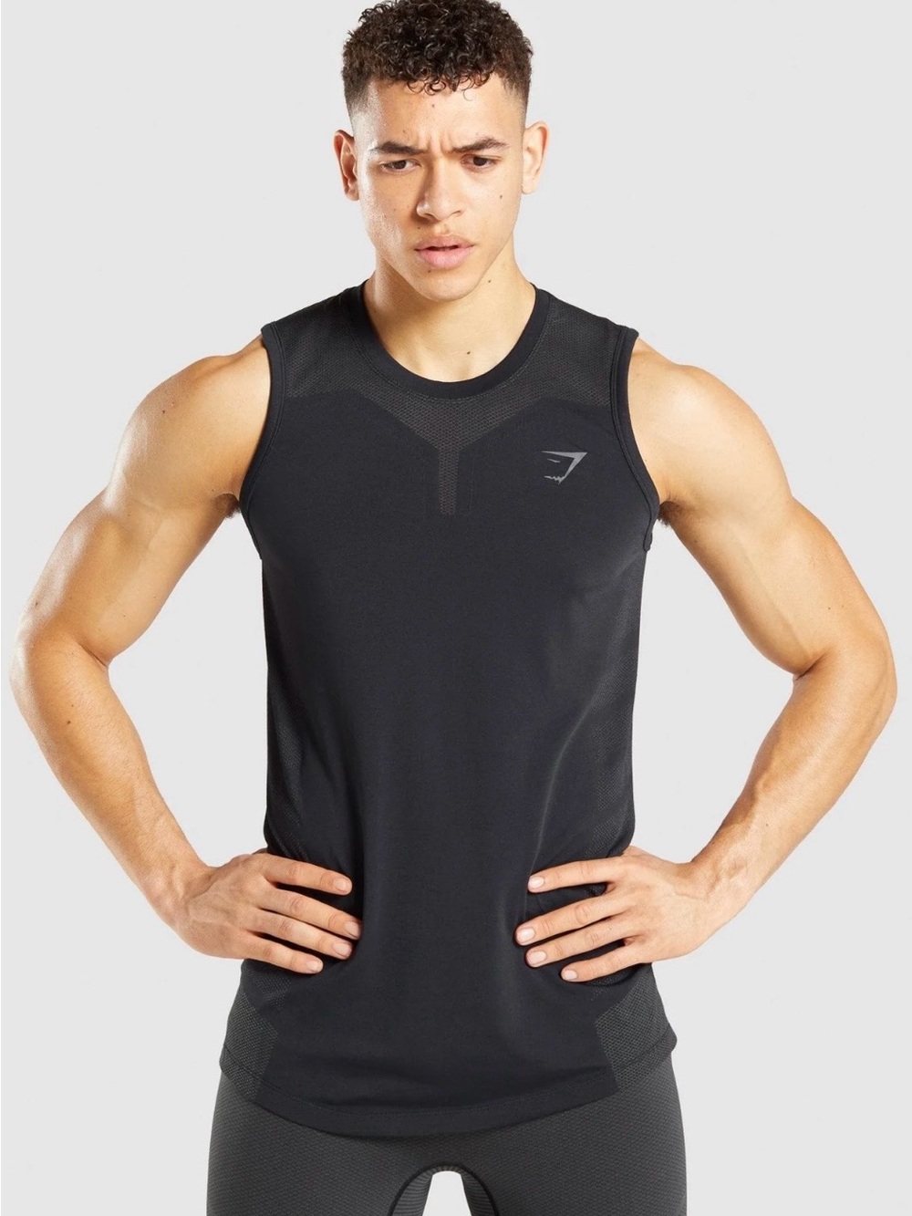 Gymshark 315 Black Charcoal Athletic Bodybuilding Seamless Tank Top Mens Small